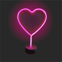 12-66 Светодиодный настольный неоновый светильник "Сердце", 3Вт, питание 3*АА, цвет свечения розовый, размеры: 203 х 85 х 300 мм