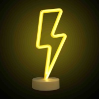 12-70 Светодиодный настольный неоновый светильник "Молния", 3Вт, питание 3*АА, цвет свечения желтый, размеры: 108 х 85 х 300 мм